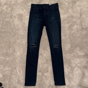 rag & bone Women's Dark Blue Distressed Skinny Jeans